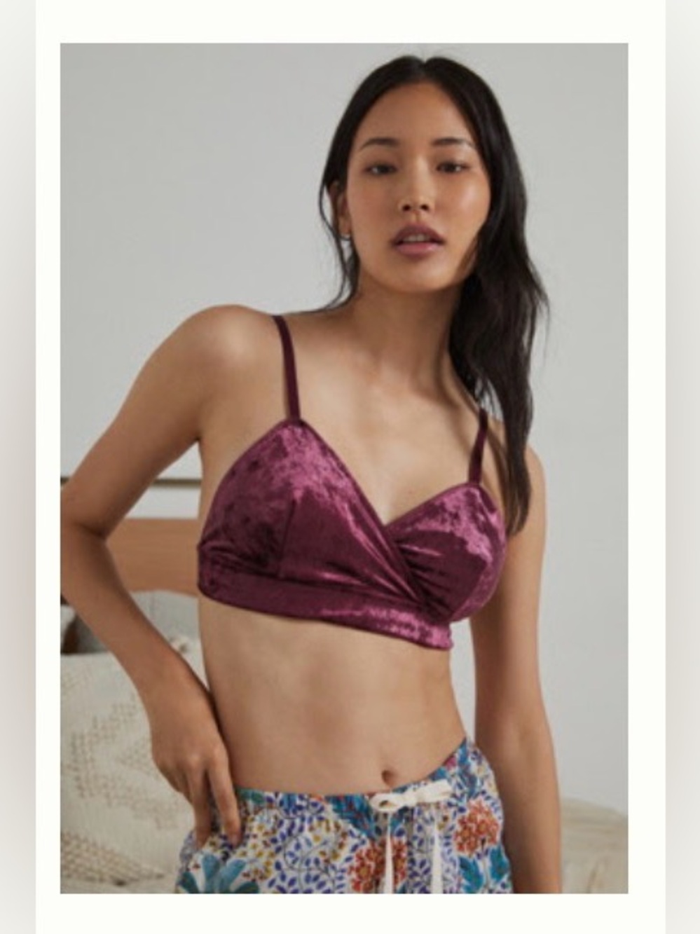 Anthropologie SAMIRA SCALLOPED VELVET BRALETTE